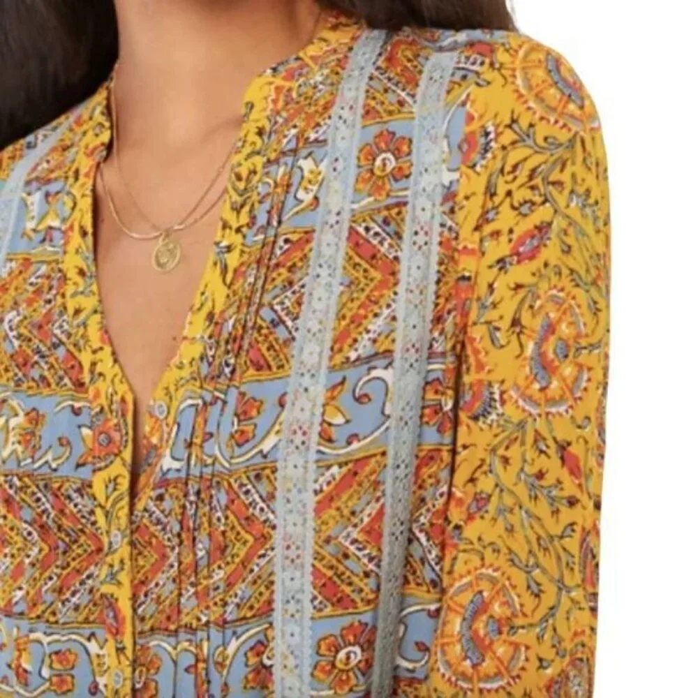 Anthropologie Tiny Ismelda Tunic Dress Yellow Multi Size Small NWT